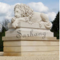 Stone carving large white marble lying sleeping lion statue sculpture